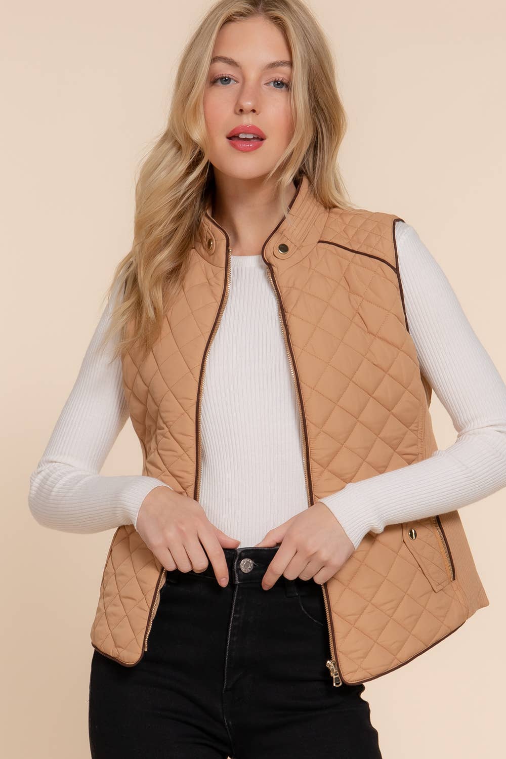Vest- Quilted Suede Trim