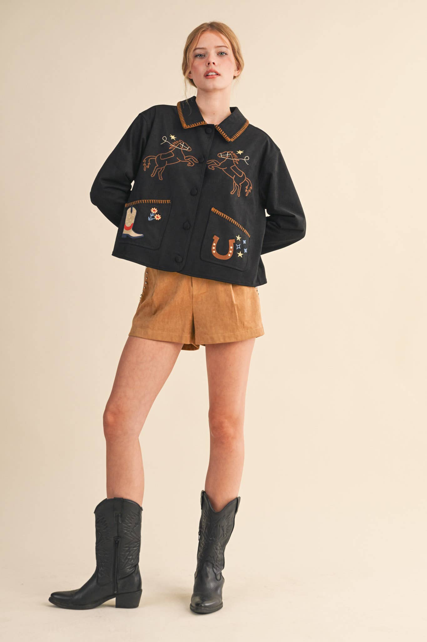Shorts- Faux Suede Rhinestone