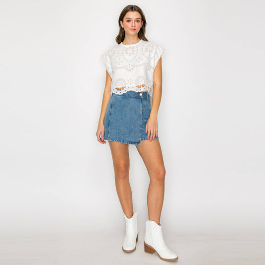 Washed Denim Skort
