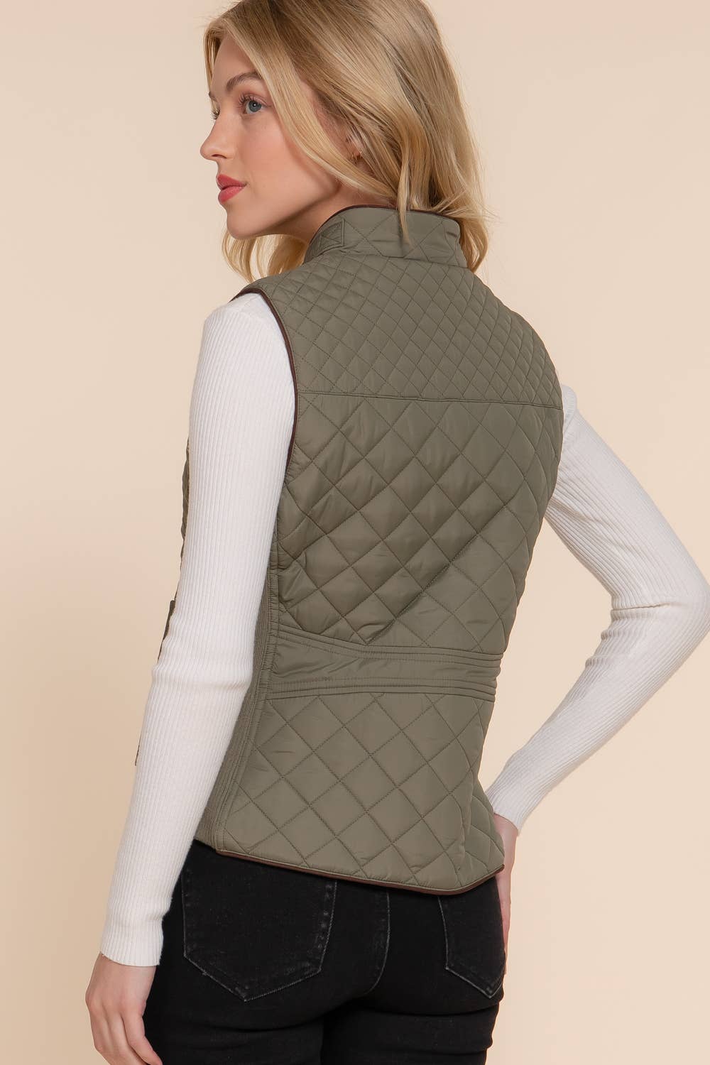 Vest- Quilted Suede Trim