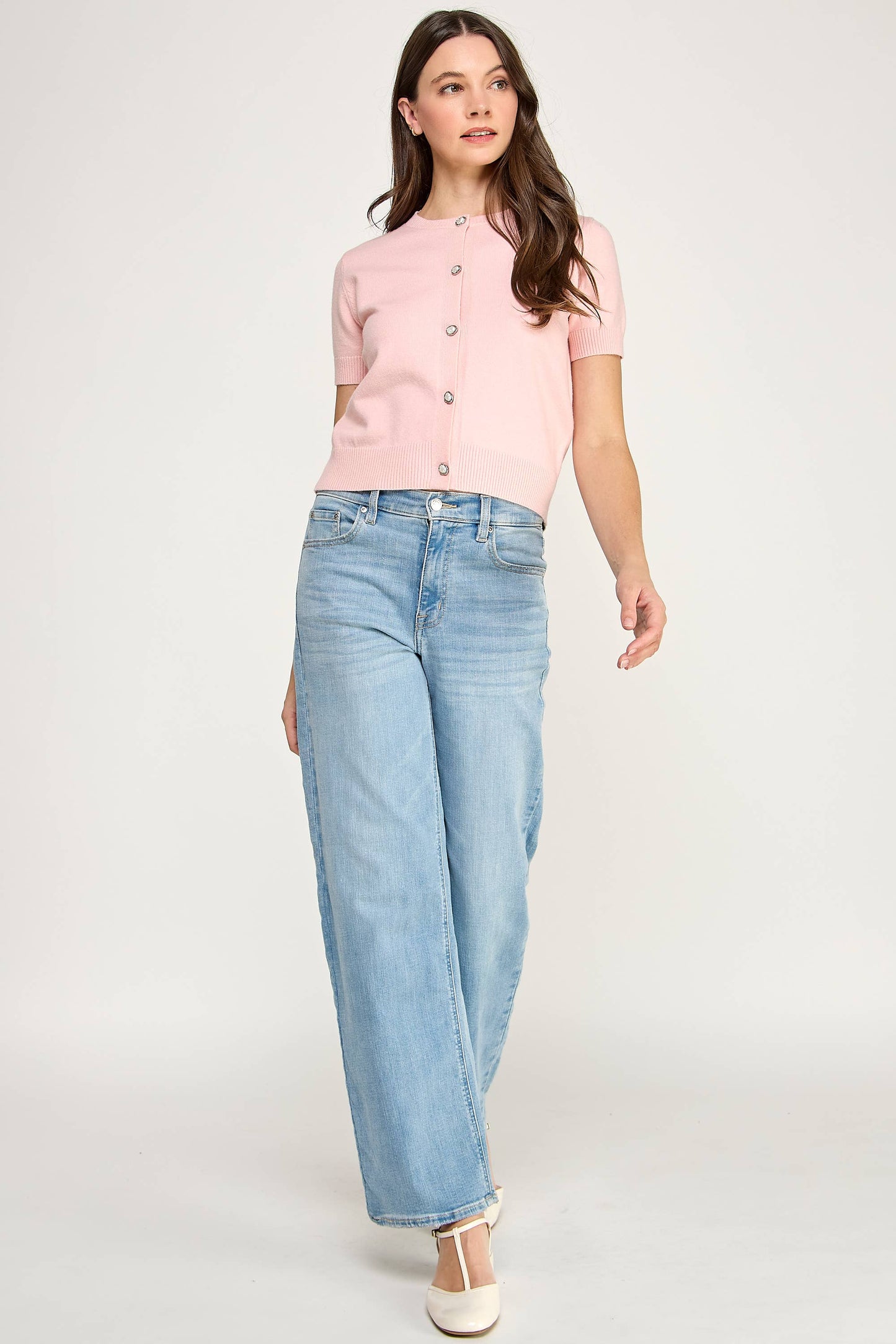Cardigan- Pink Short Sleeve