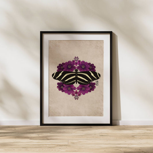 Zebra Longwing Butterfly Art Print