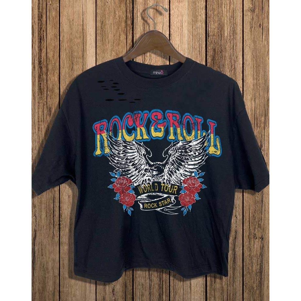 Crop T- Shirt - Rock & Roll World Tour Eagle