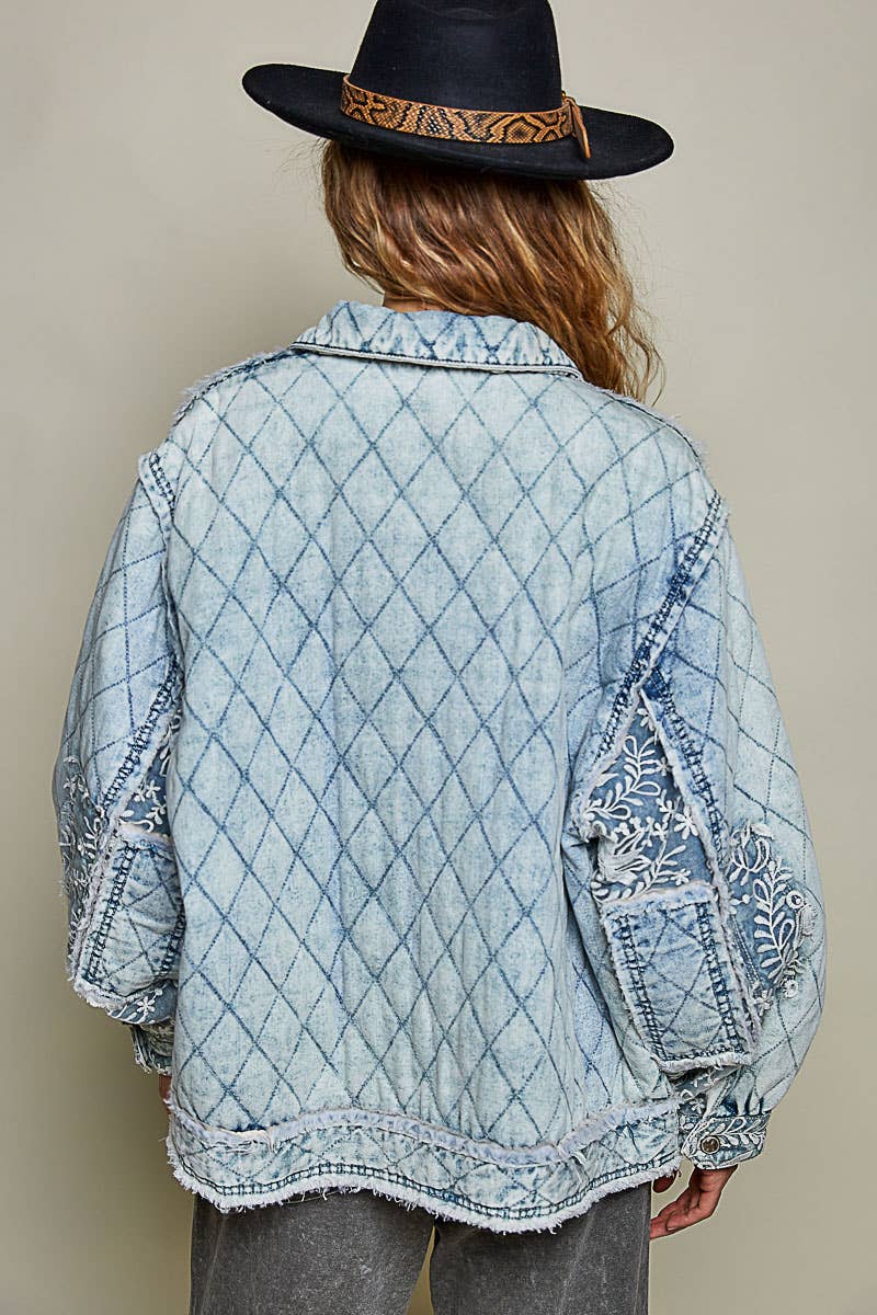 Jacket - Lace Binding Quilted Woven