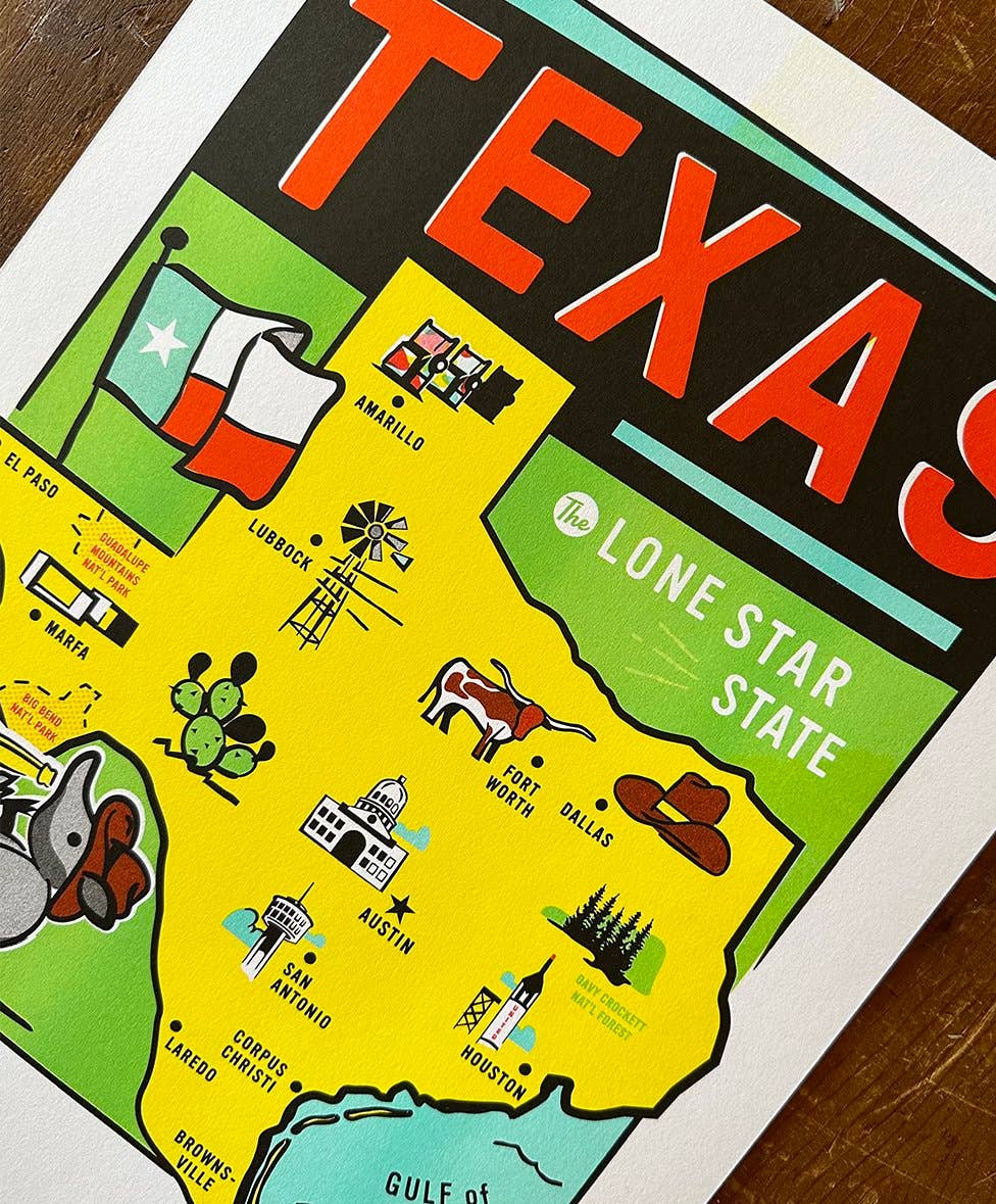 Texas Cities Digital Print