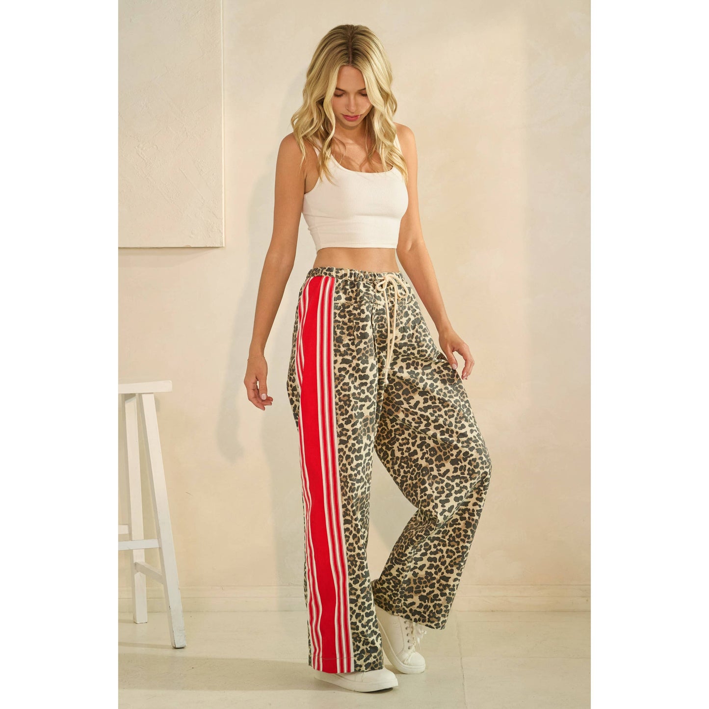Pants- Leopard Sport Striped Wide Legged