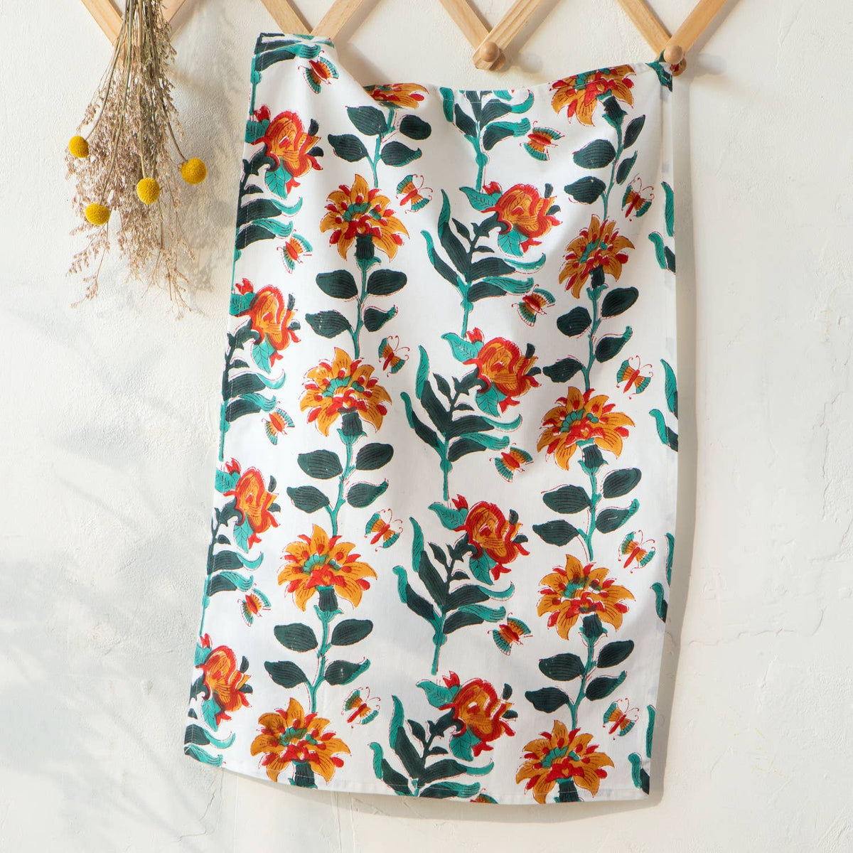 Tea Towel- Heirloom Marigold Block Print