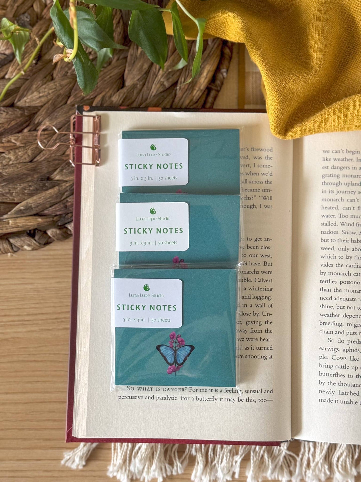 Blue Morpho Butterfly Sticky Notes