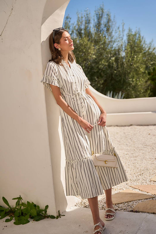 Dress - Kamara Striped Alna Button Up Midi