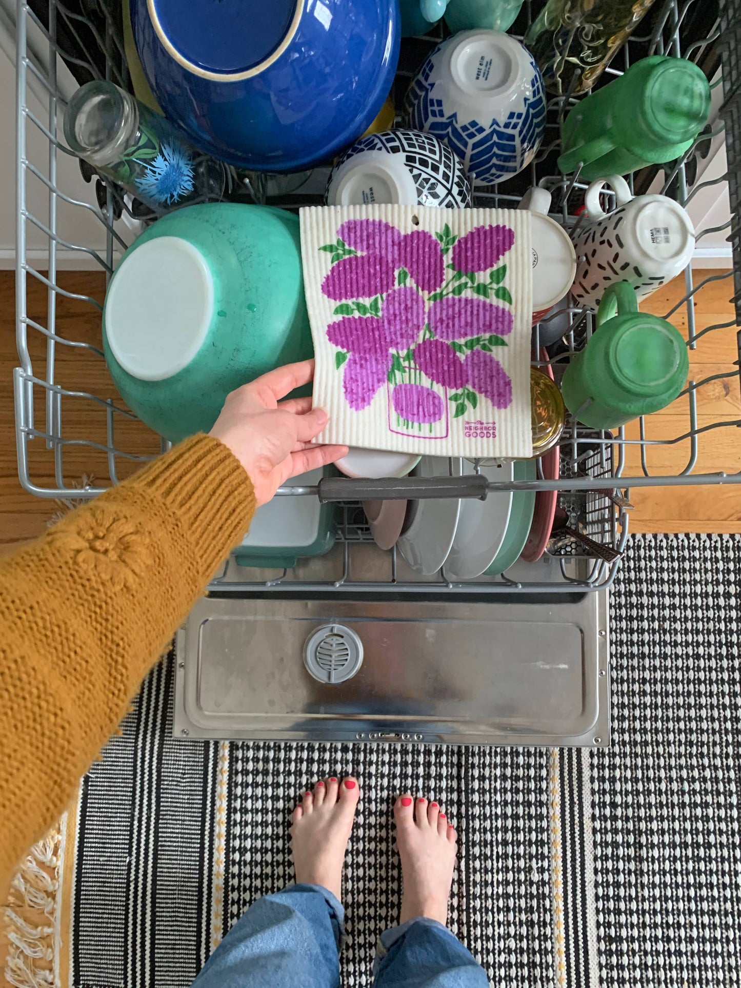 Tea Towel + Sponge Cloth Set - Lilac