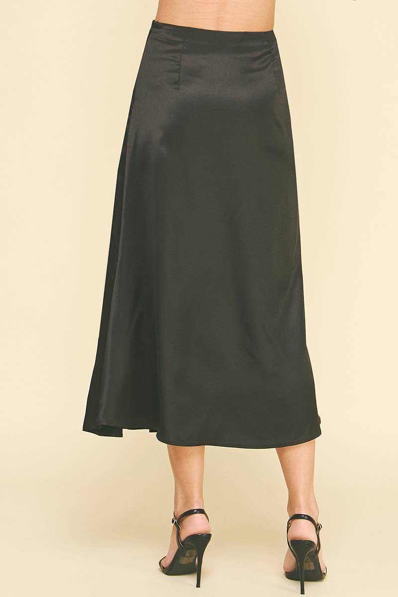 Skirt- MIDI Black Silk