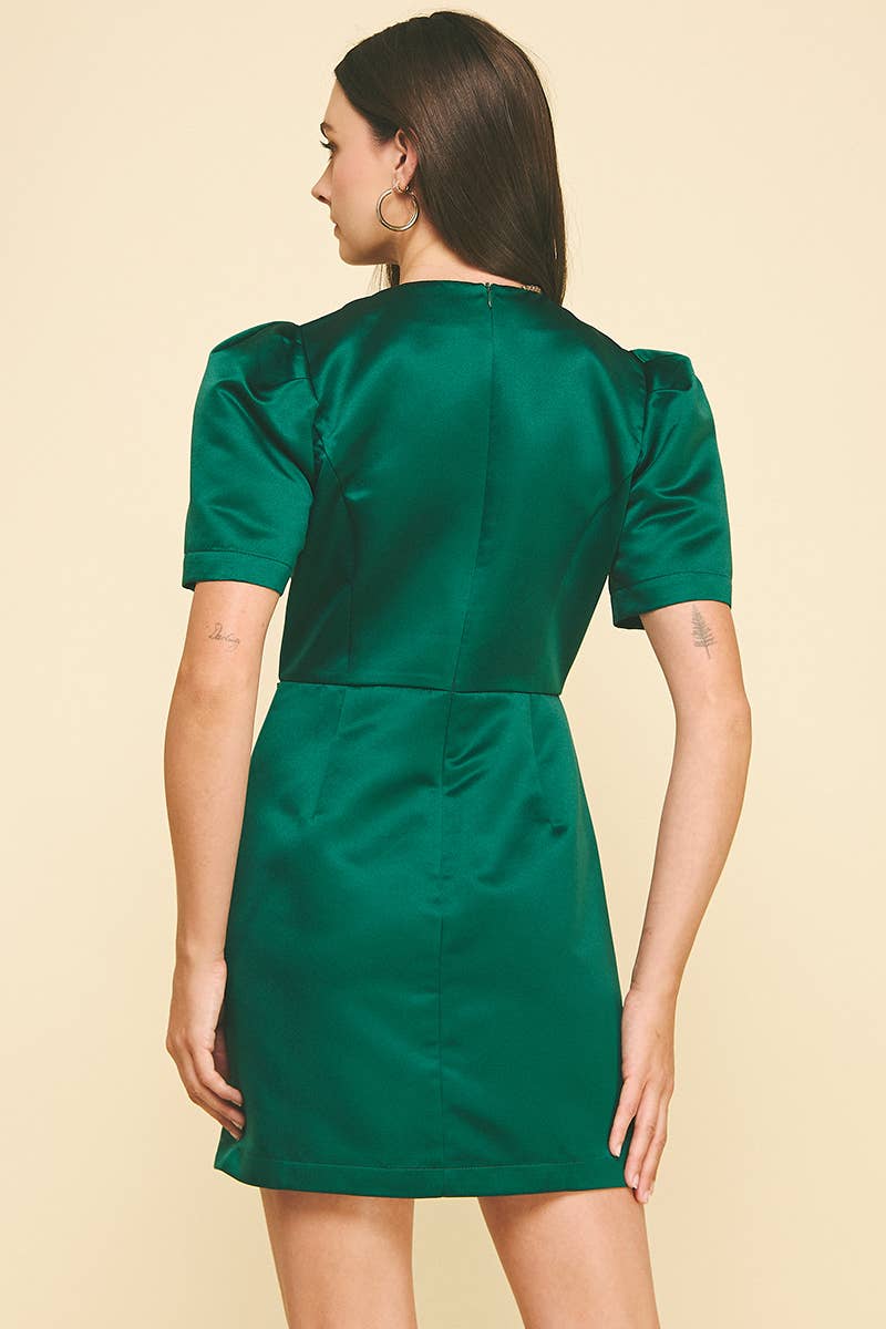 Dress - Green Ribbon Detail Mini Dress