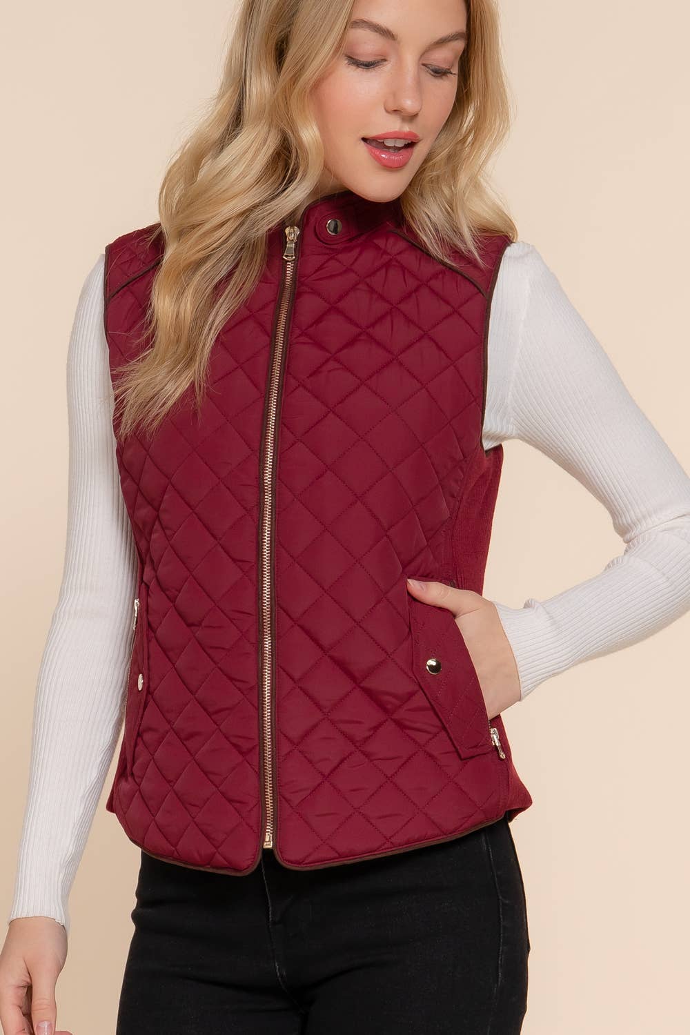 Vest- Quilted Suede Trim