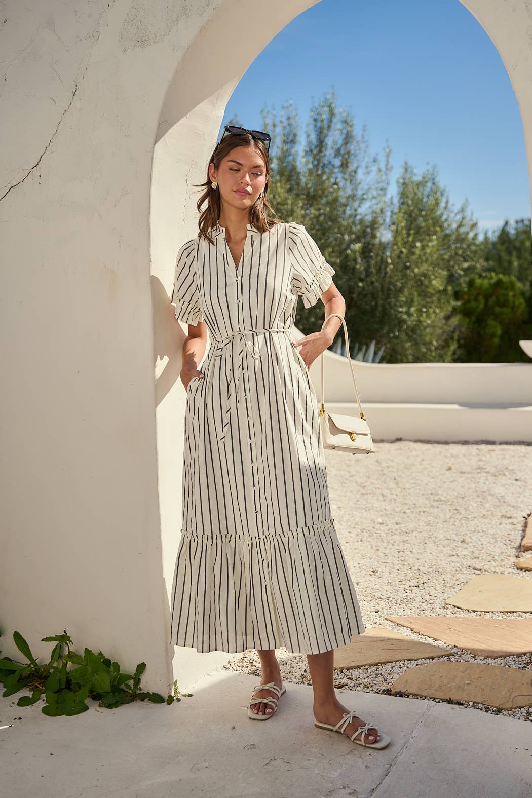 Dress - Kamara Striped Alna Button Up Midi