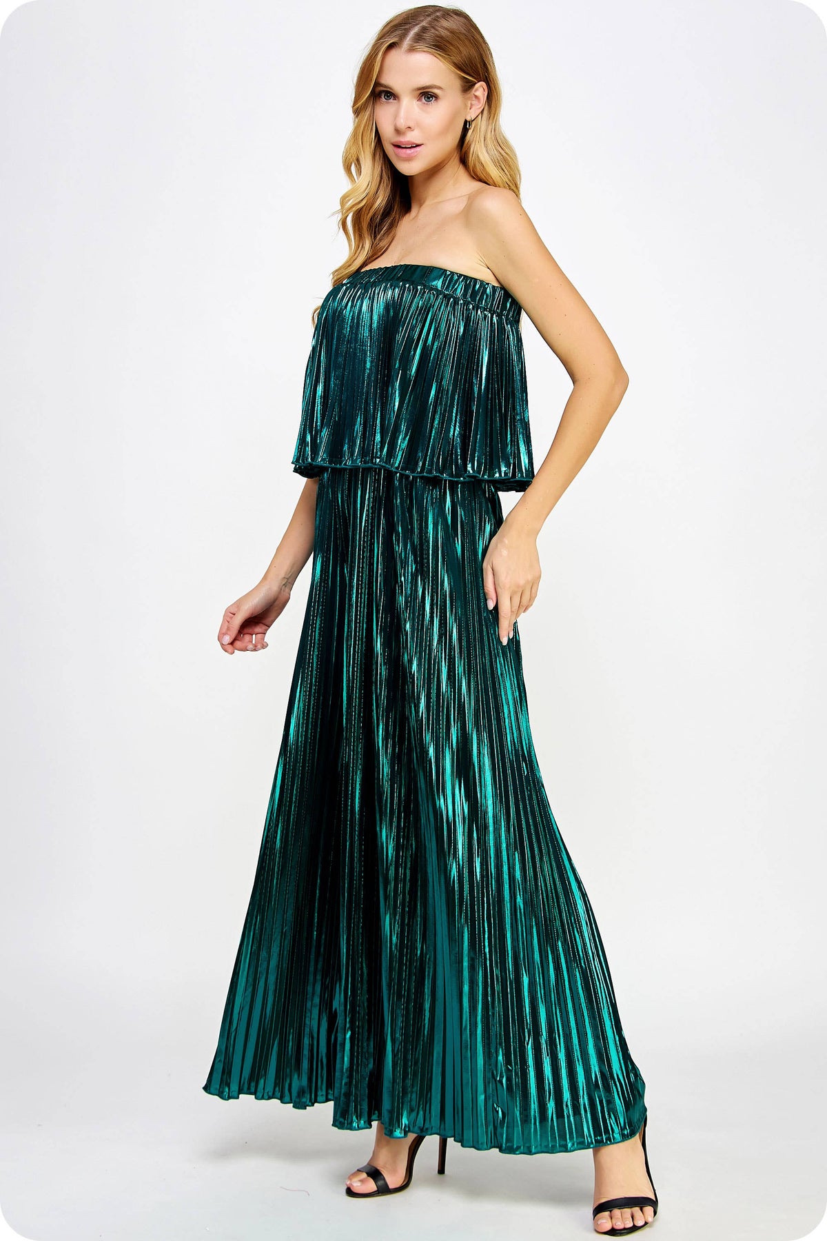 Jumpsuit - Pleated Metallic Tube