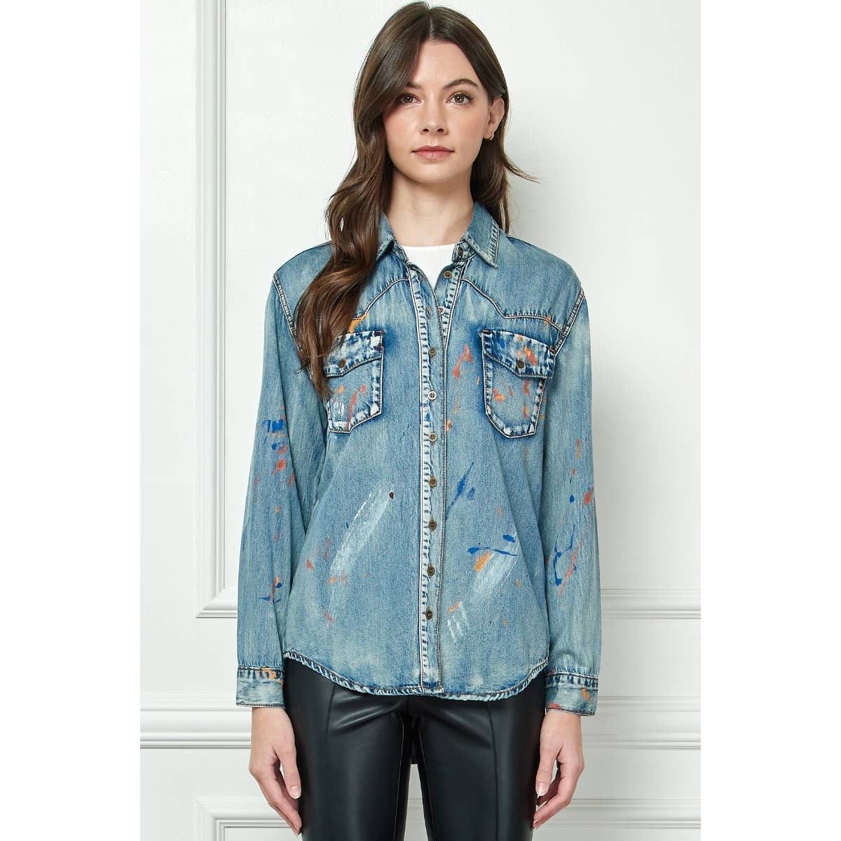 Shirt- Paint Splattered Denim Over