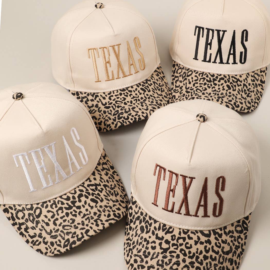 TEXAS Embroidery Leopard Two-Tone Trucker Hat