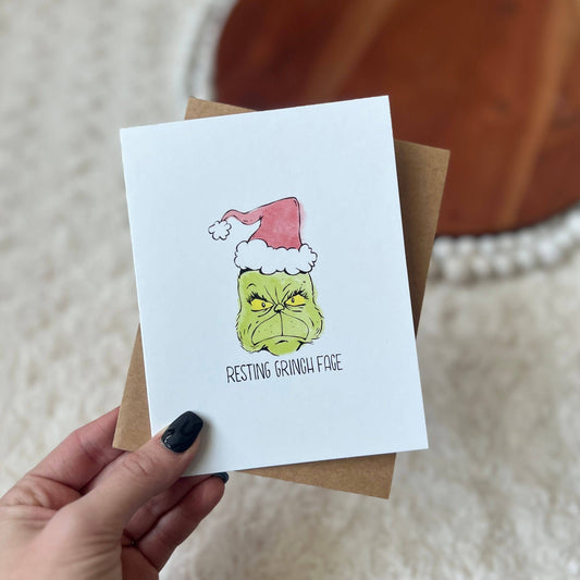 Holiday Greeting Card - Resting Grinch Face