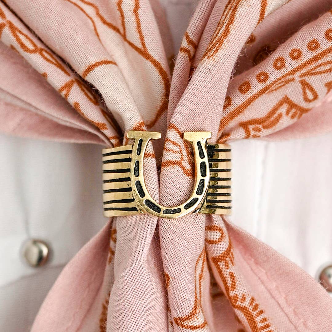Bandana Slide Ring - Horseshoe Brass