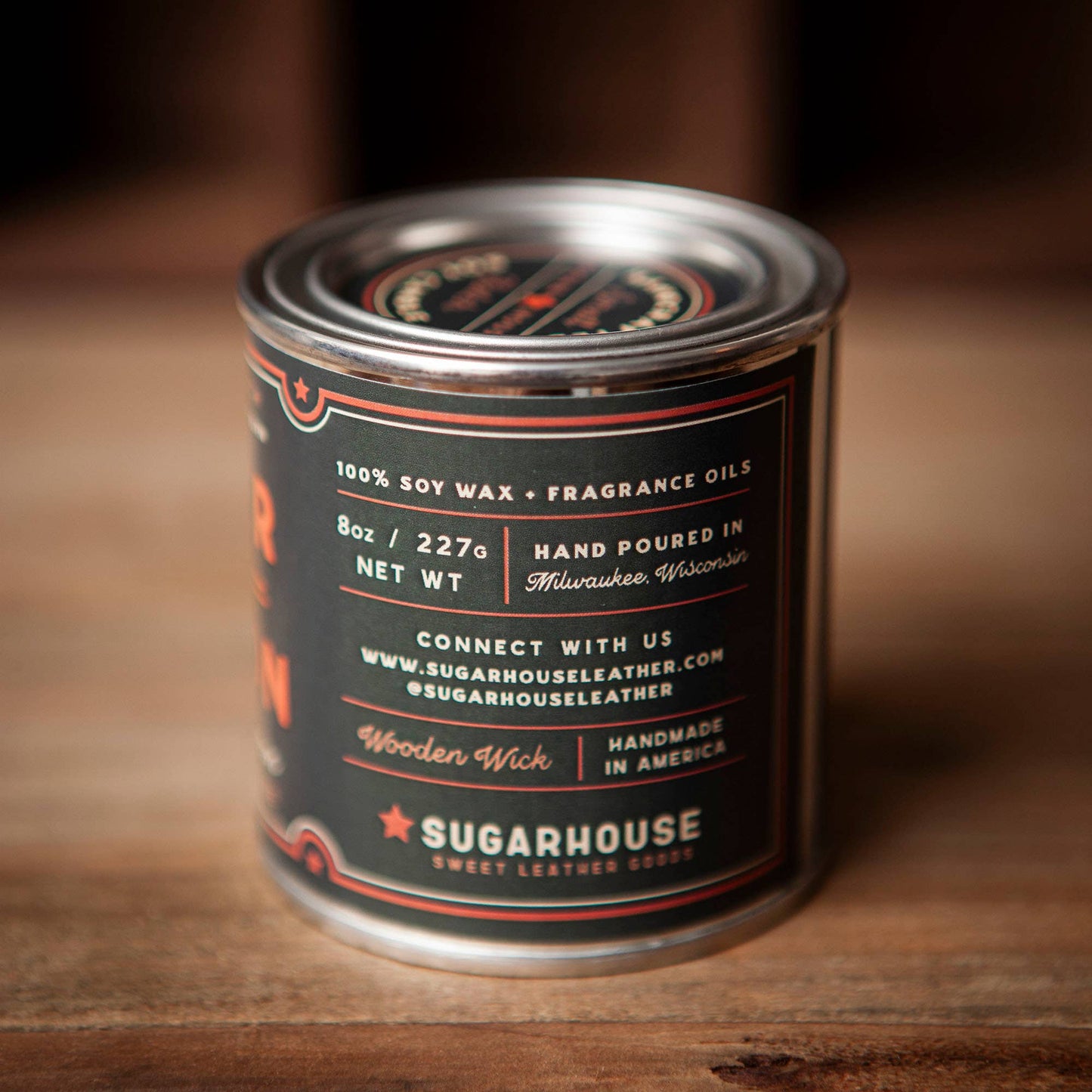 Candle - Soy with Wooden Wick - Leather & Bourbon