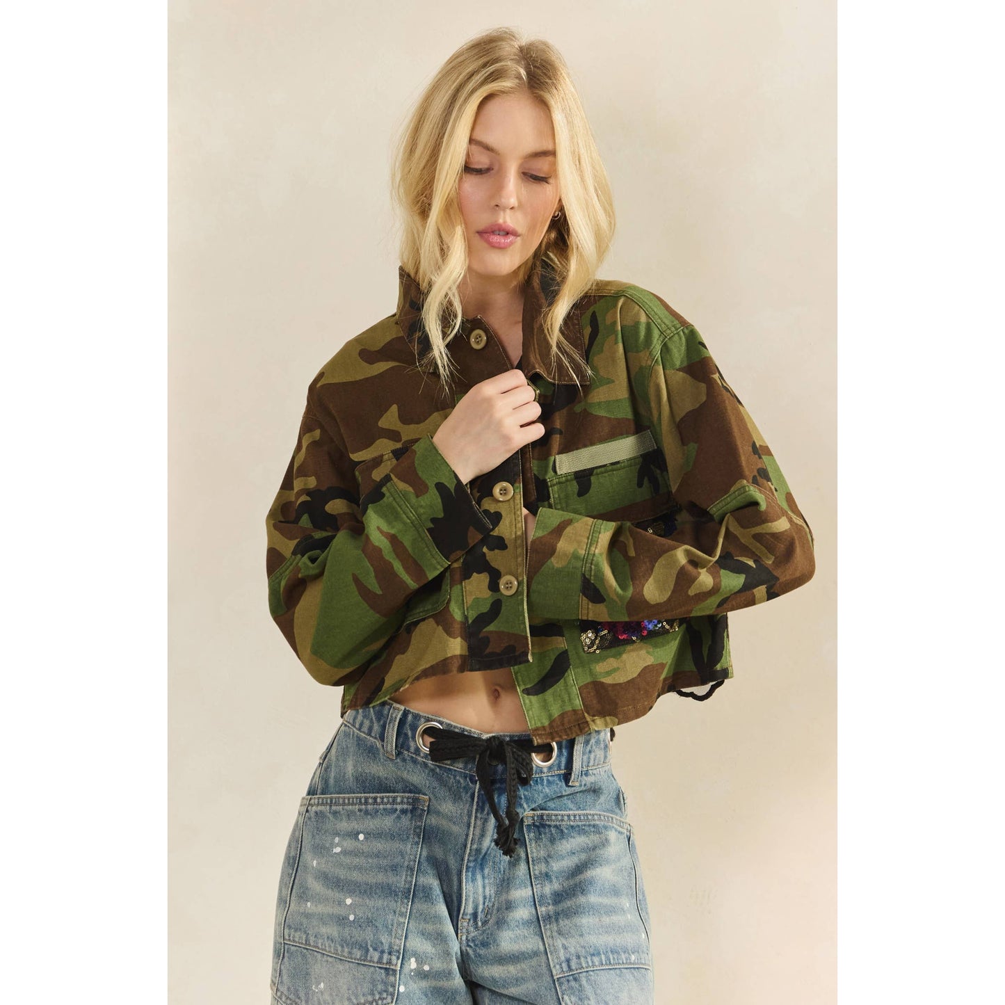 Jacket- Camo/Floral Patch