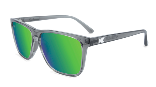 Sunglasses by Knockaround - Fast Lanes Sport - Clear Grey / Green Moonshine