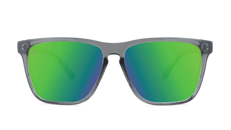 Sunglasses by Knockaround - Fast Lanes Sport - Clear Grey / Green Moonshine