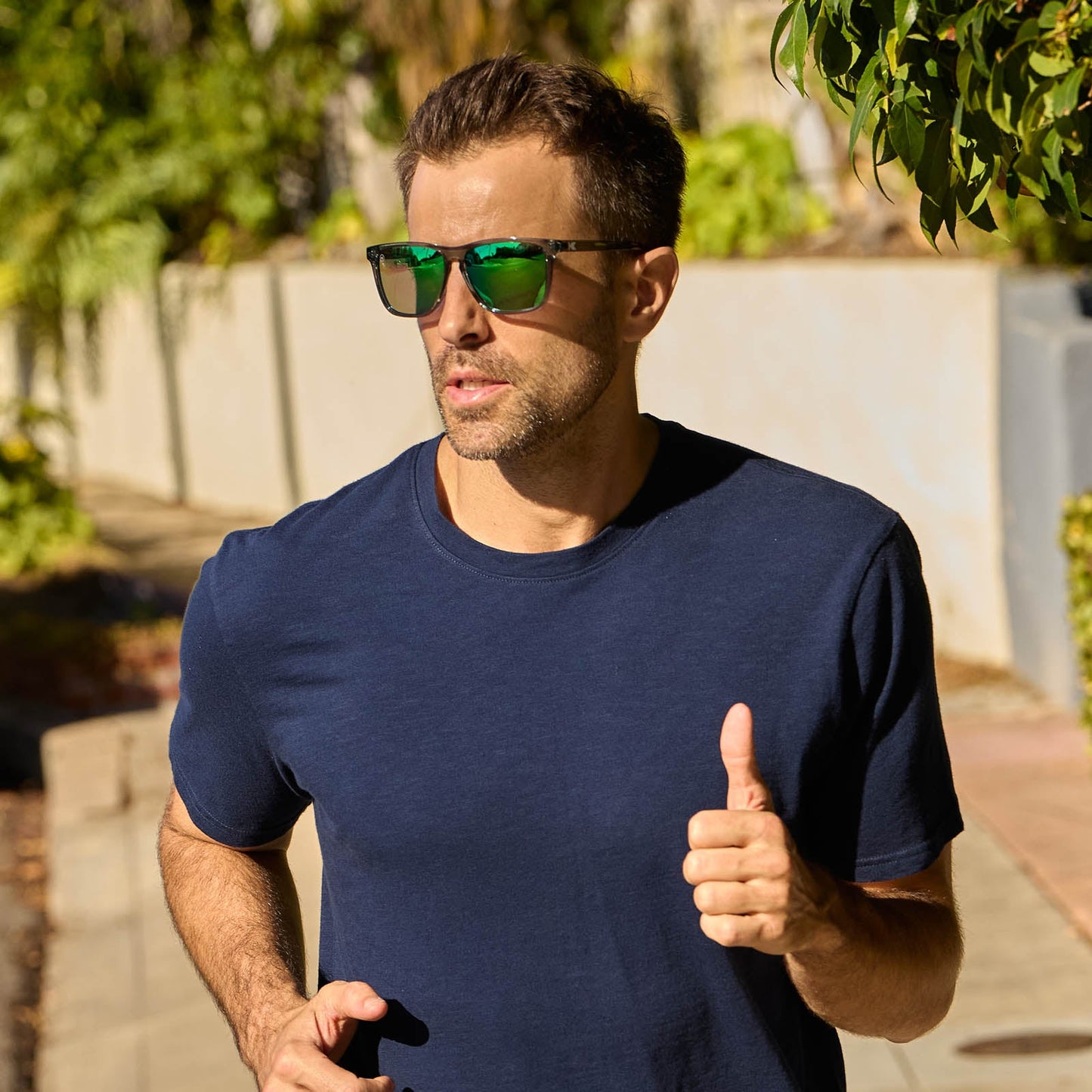 Sunglasses by Knockaround - Fast Lanes Sport - Clear Grey / Green Moonshine