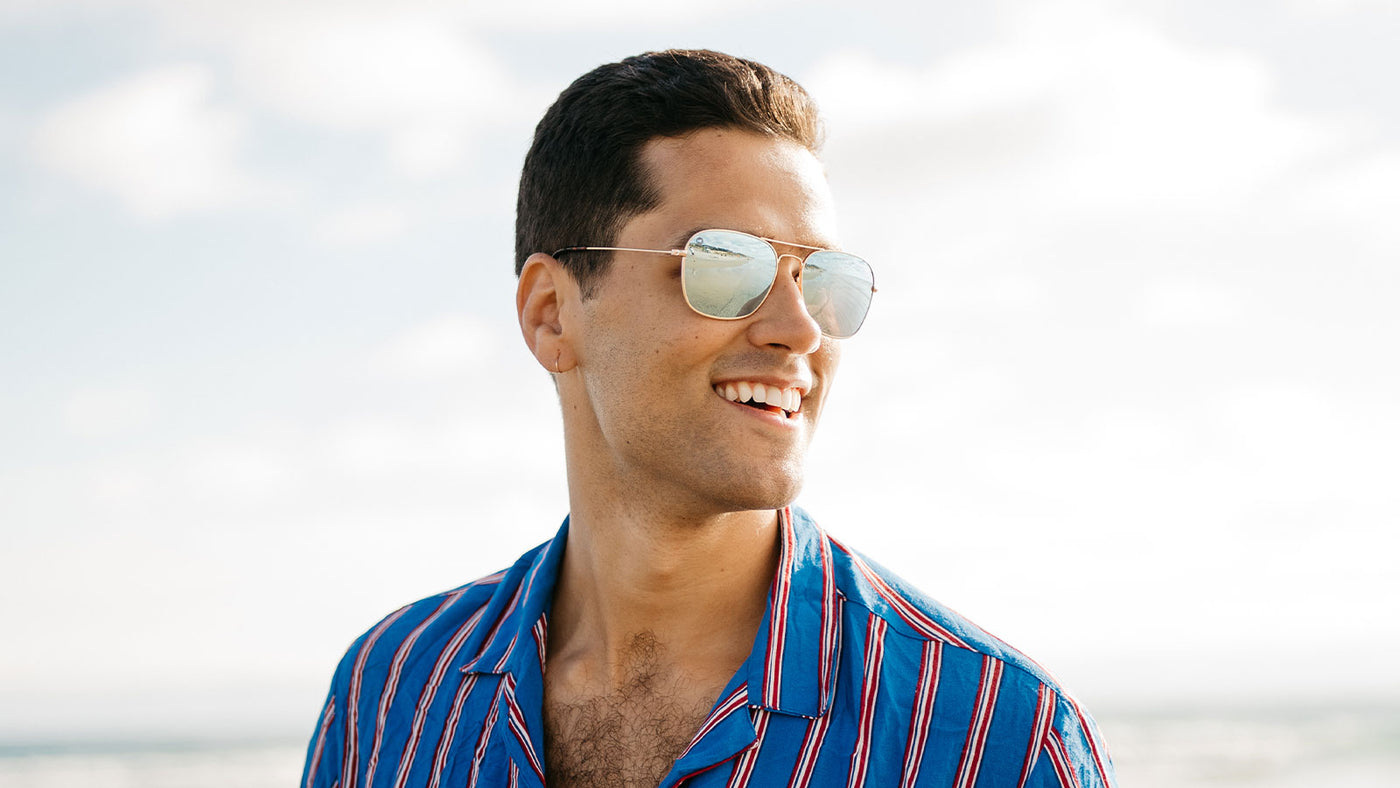 Sunglasses by Knockaround - Mount Evans - Gold / Sky Blue