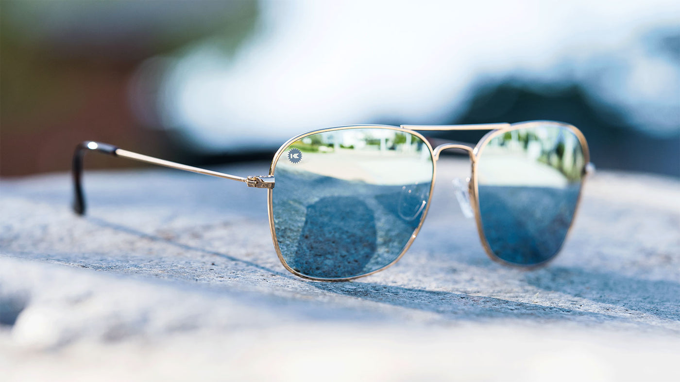 Sunglasses by Knockaround - Mount Evans - Gold / Sky Blue