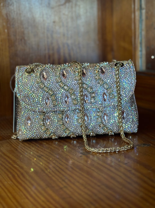 Holiday Handbag - Light Pink/Champagne Rhinestone