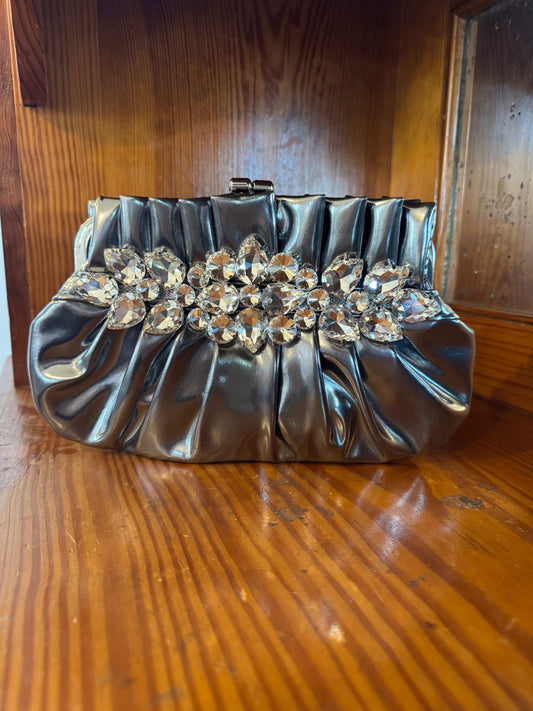 Holiday Handbag - Liquid Silver w/ Rhinestones