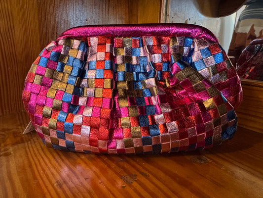 Holiday Handbag - Pink Leather Weave