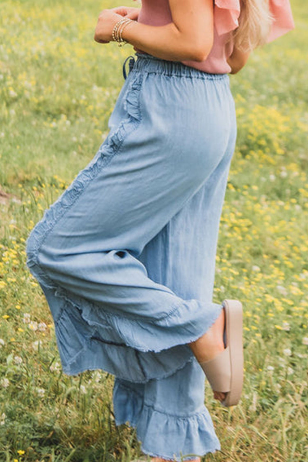 Ruffle Wide Leg Jeans