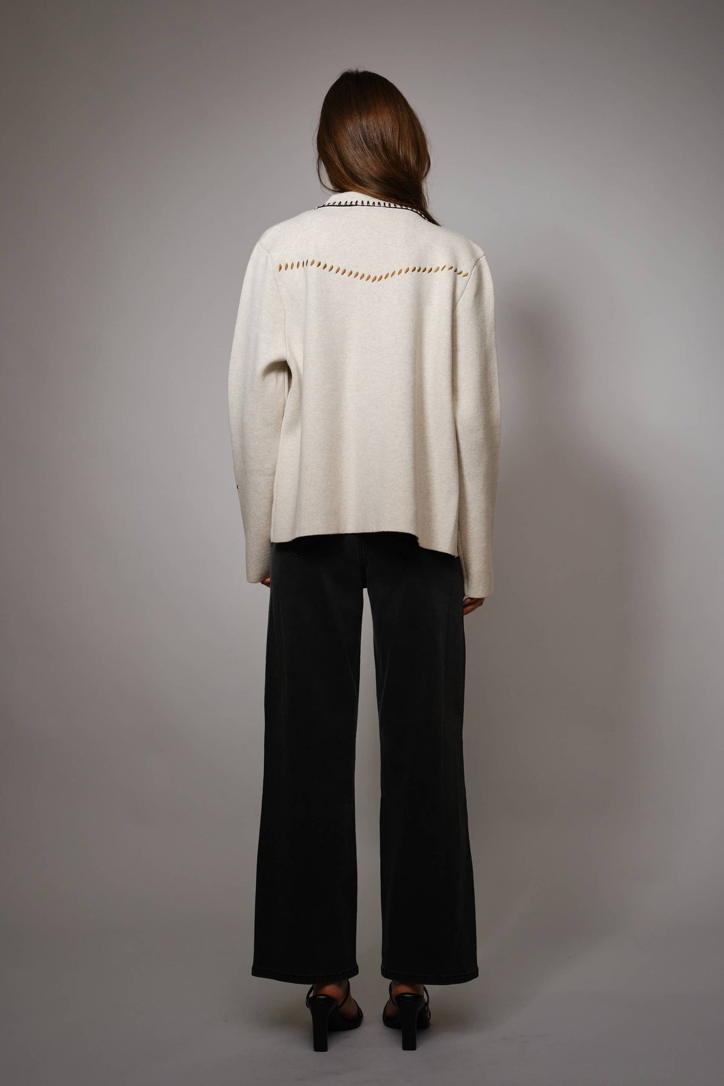 Sweater Jacket- Motif Wool Blend