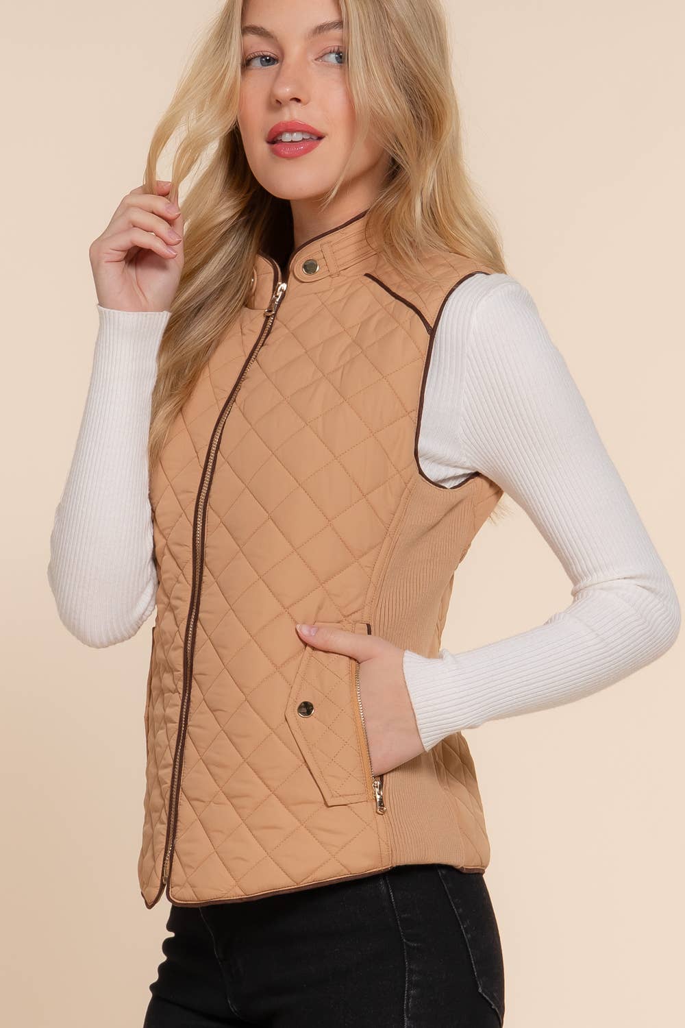 Vest- Quilted Suede Trim