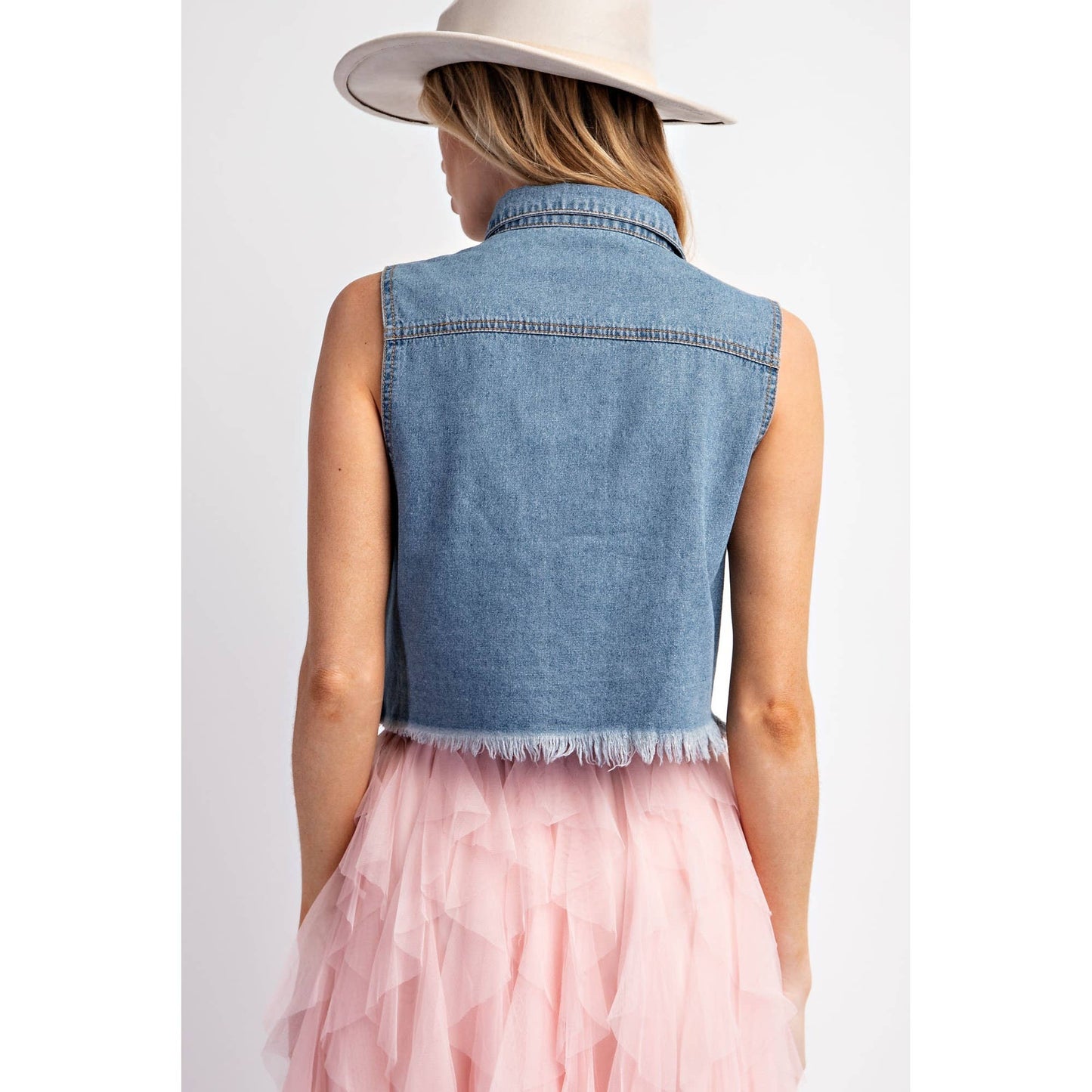 Top- Denim Washed Sleeveless