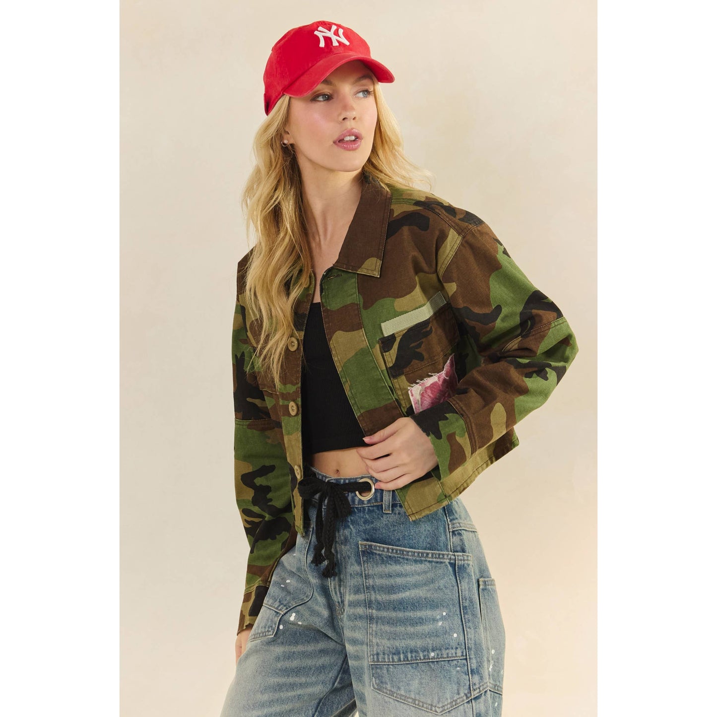 Jacket- Camo/Floral Patch