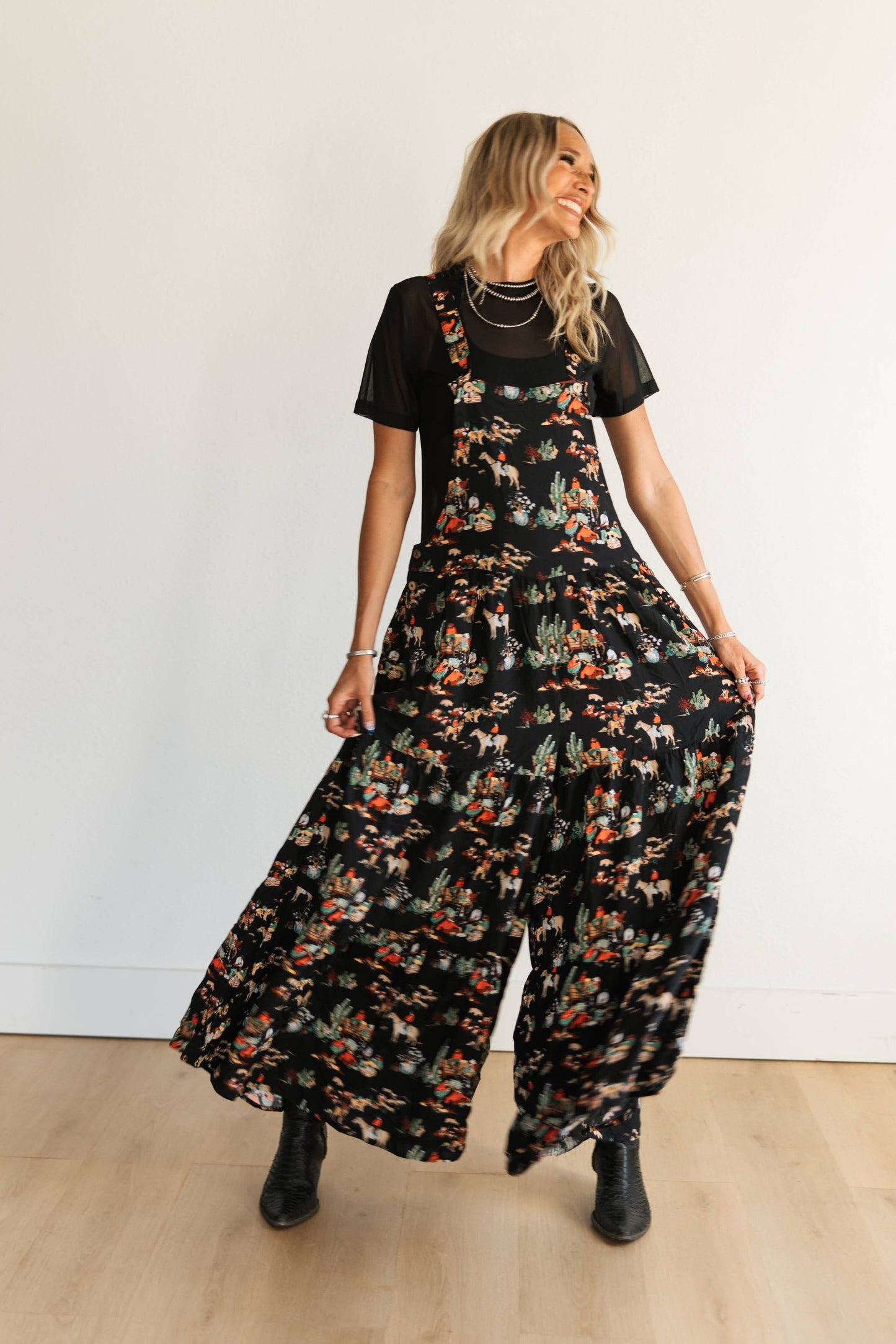 Romper - Overall Ruffle Black Wagon