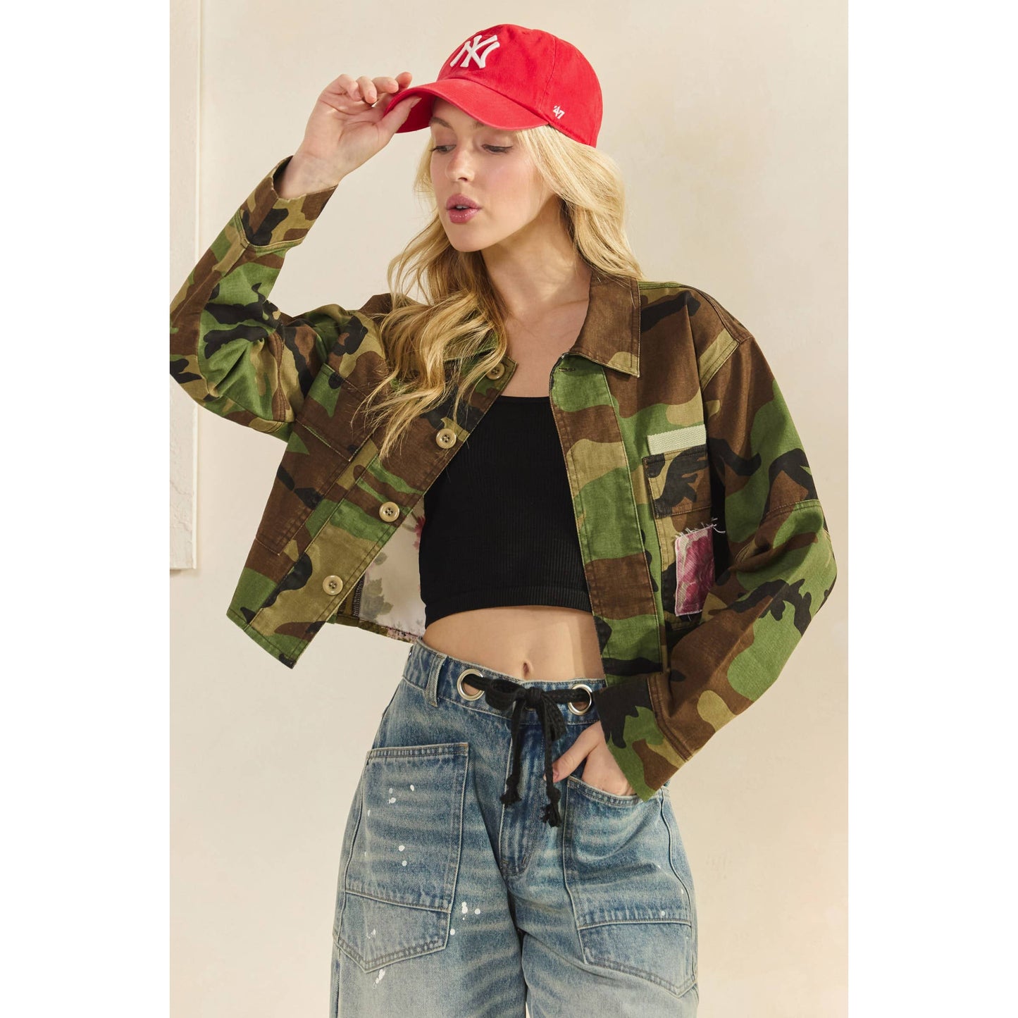 Jacket- Camo/Floral Patch