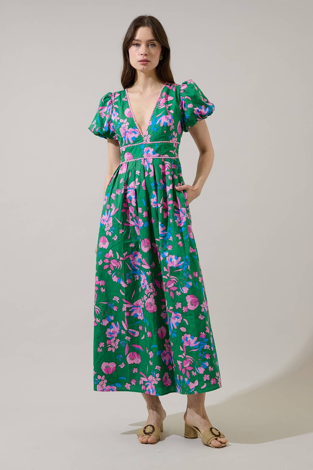 Dress - Denavi Floral Jaylene Pleated Maxi