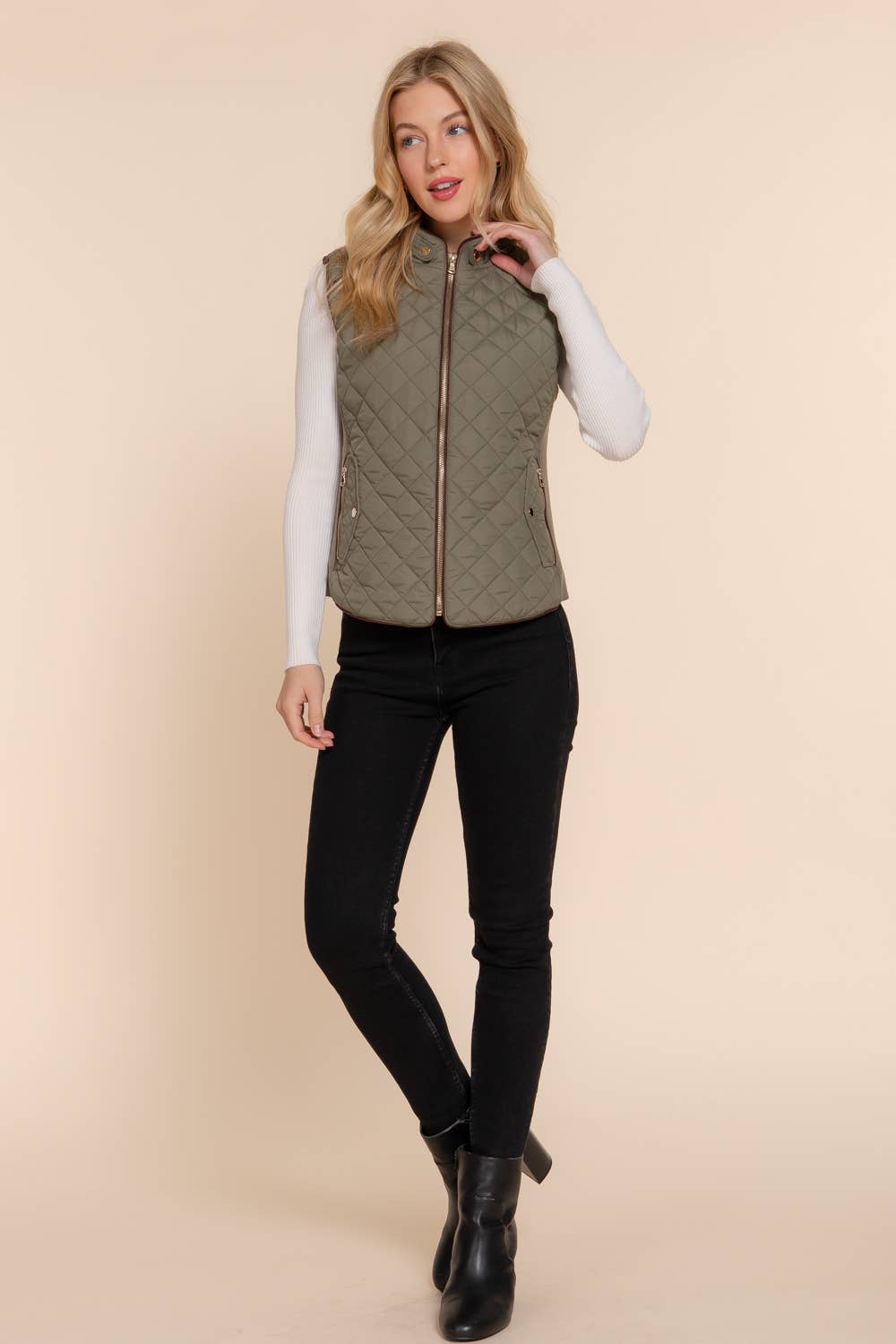 Vest- Quilted Suede Trim