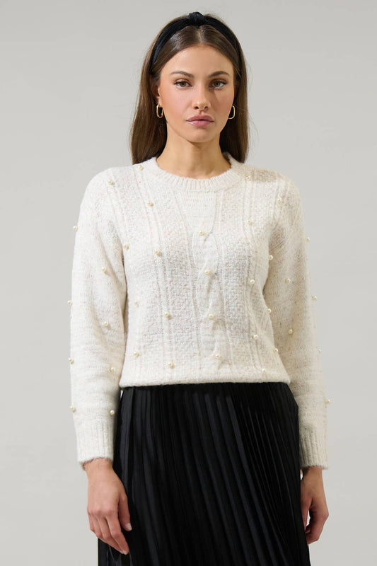 Sweater - Oatmeal Pearl Detail