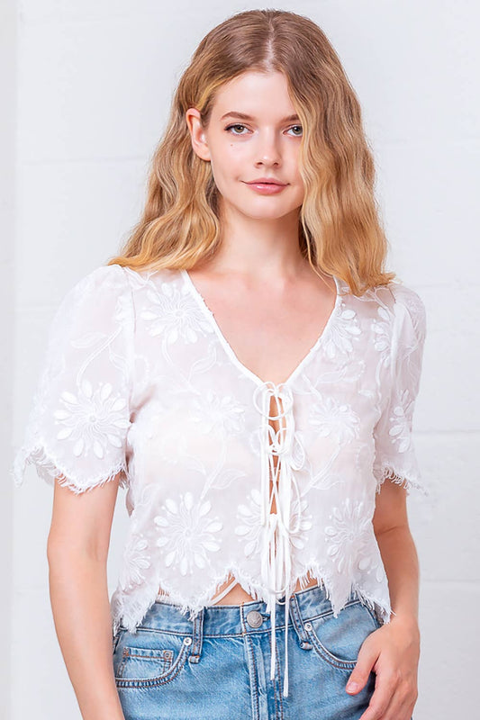 Top -Lace Tie Front