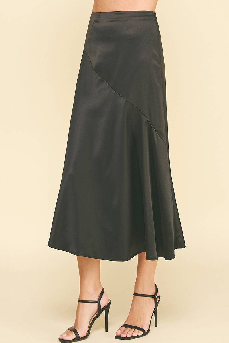 Skirt- MIDI Black Silk