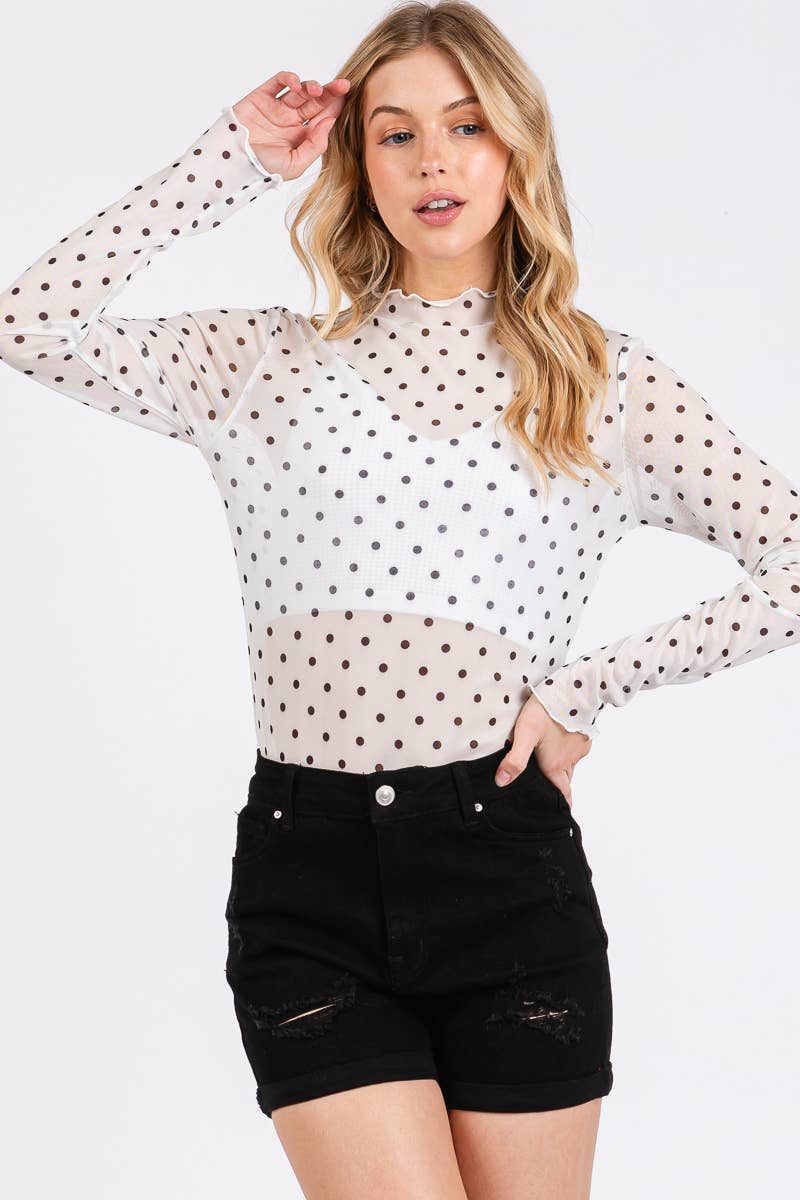 Mesh Top- Polka Dot