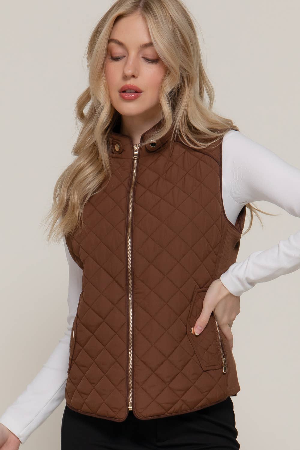 Vest- Quilted Suede Trim