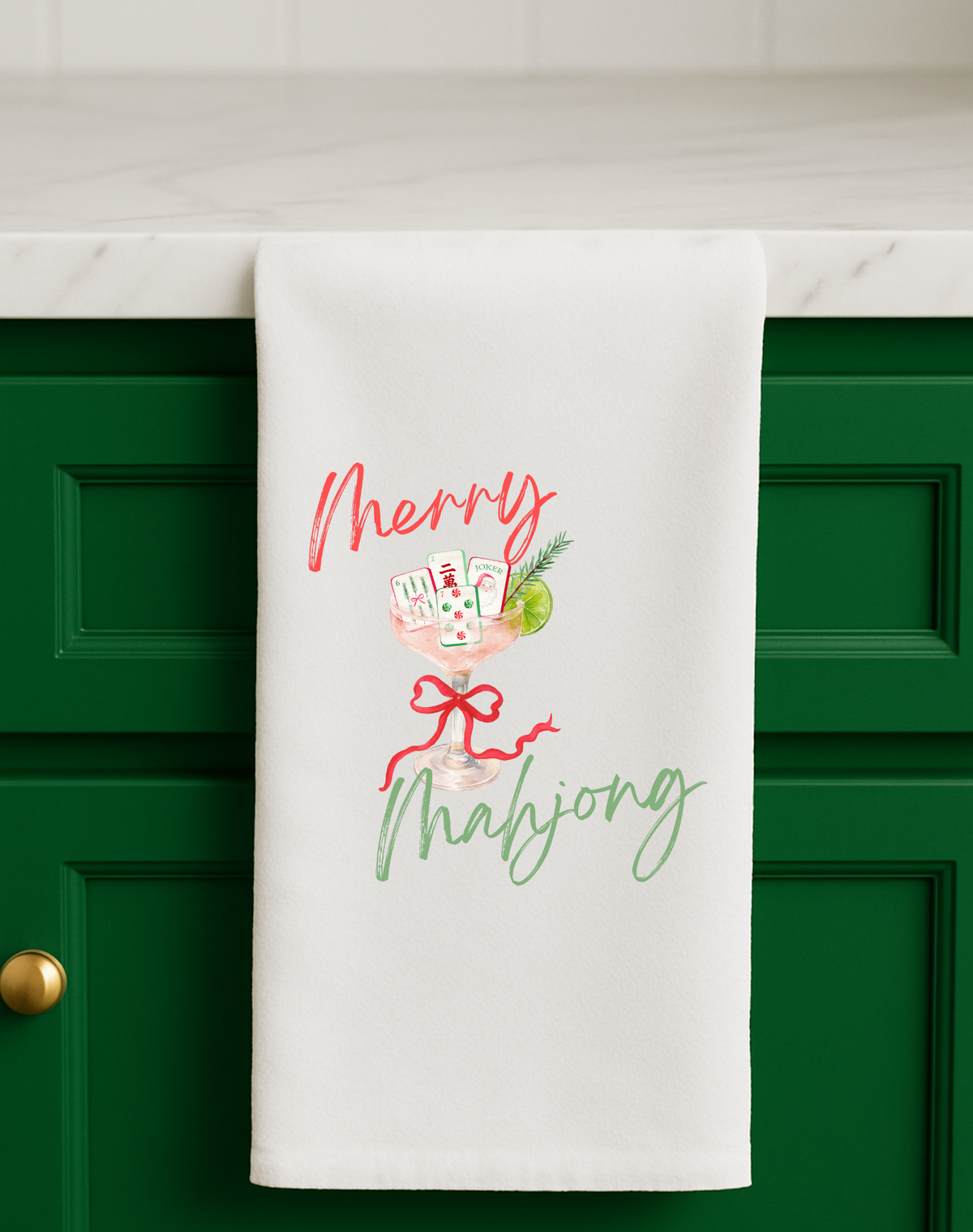 Tea Towel - Mahjong Christmas