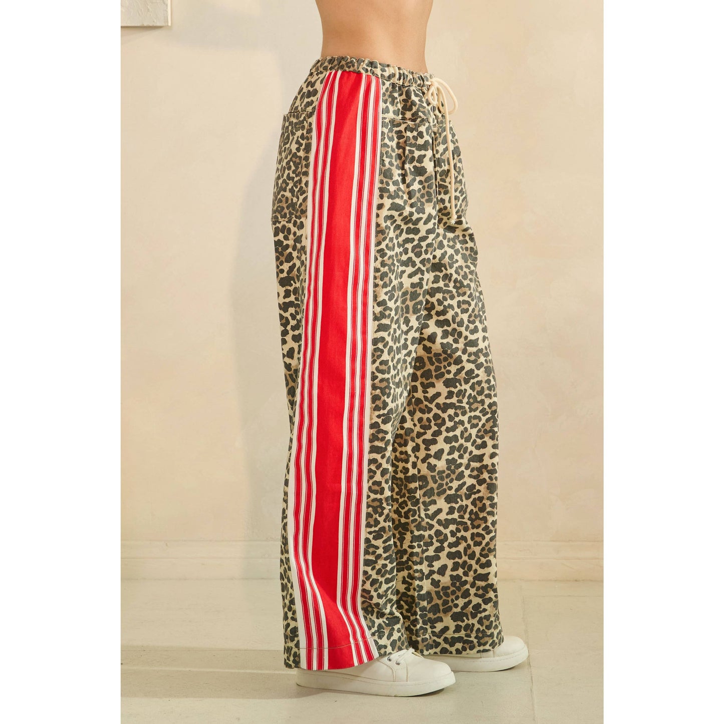 Pants- Leopard Sport Striped Wide Legged