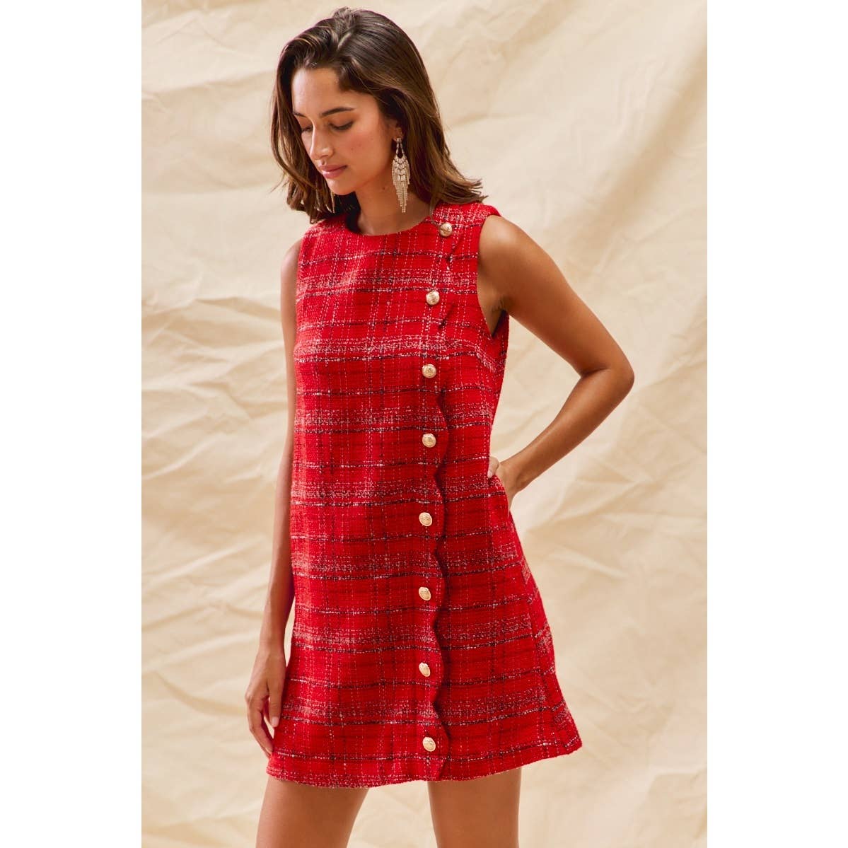 Dress- Christmas Tweed Scalloped